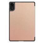 For Xiaomi Redmi Pad 2 Custer Texture 3-Fold Holder Leather Smart Tablet Case(Rose Gold) - 3