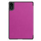 For Xiaomi Redmi Pad 2 Custer Texture 3-Fold Holder Leather Smart Tablet Case(Purple) - 3