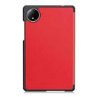 For Xiaomi Redmi Pad SE 8.7 Custer Texture 3-Fold Holder Leather Smart Tablet Case(Red) - 3