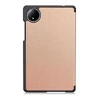 For Xiaomi Redmi Pad SE 8.7 Custer Texture 3-Fold Holder Leather Smart Tablet Case(Rose Gold) - 3