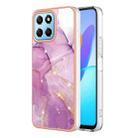 For Honor X8 5G Electroplating Marble Dual-side IMD Phone Case(Purple 001) - 1