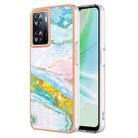 For OnePlus Nord N300 / OPPO A57 4G 2022 / Realme Narzo 50 5G Global / OPPO K10 5G Global Electroplating Marble Dual-side IMD Phone Case(Green 004) - 1