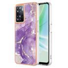 For OnePlus Nord N300 / OPPO A57 4G 2022 / Realme Narzo 50 5G Global / OPPO K10 5G Global Electroplating Marble Dual-side IMD Phone Case(Purple 002) - 1