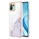 For Xiaomi 11 Lite Electroplating Marble Dual-side IMD Phone Case(White 006) - 1