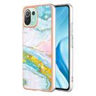 For Xiaomi 11 Lite Electroplating Marble Dual-side IMD Phone Case(Green 004) - 1
