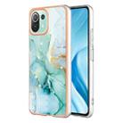 For Xiaomi 11 Lite Electroplating Marble Dual-side IMD Phone Case(Green 003) - 1