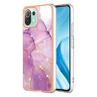 For Xiaomi 11 Lite Electroplating Marble Dual-side IMD Phone Case(Purple 001) - 1