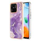 For Xiaomi Redmi 10C Electroplating Marble Dual-side IMD Phone Case(Purple 002) - 1