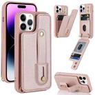 For iPhone 14 Pro Wristband Vertical Flip Wallet Back Cover Phone Case(Rose Gold) - 1