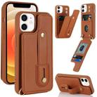 For iPhone 11 Wristband Vertical Flip Wallet Back Cover Phone Case(Brown) - 1