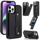 For iPhone 11 Pro Max Wristband Vertical Flip Wallet Back Cover Phone Case(Black) - 1