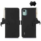 For Nokia C12 4G Genuine Leather Magnetic RFID Leather Phone Case(Black) - 1