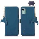 For Nokia C12 4G Genuine Leather Magnetic RFID Leather Phone Case(Blue) - 1
