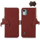 For Nokia C12 4G Genuine Leather Magnetic RFID Leather Phone Case(Coffee) - 1