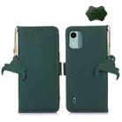 For Nokia C12 4G Genuine Leather Magnetic RFID Leather Phone Case(Green) - 1