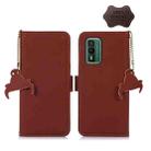 For Nokia XR21 Genuine Leather Magnetic RFID Leather Phone Case(Coffee) - 1