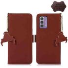 For Nokia G42 Genuine Leather Magnetic RFID Leather Phone Case(Coffee) - 1