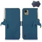 For Nokia C110 Genuine Leather Magnetic RFID Leather Phone Case(Blue) - 1