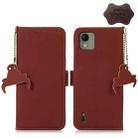 For Nokia C110 Genuine Leather Magnetic RFID Leather Phone Case(Coffee) - 1