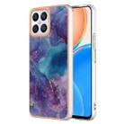 For Honor X8 4G Electroplating Marble Dual-side IMD Phone Case(Purple 016) - 1