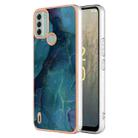 For Nokia C31 Electroplating Marble Dual-side IMD Phone Case(Green 017) - 1