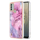 For Nokia C31 Electroplating Marble Dual-side IMD Phone Case(Pink 013) - 1