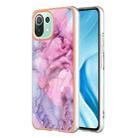 For Xiaomi 11 Lite Electroplating Marble Dual-side IMD Phone Case(Pink 013) - 1