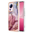 For Xiaomi 13 Lite 5G Electroplating Marble Dual-side IMD Phone Case(Rose Red 014) - 1