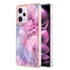 For Xiaomi Redmi Note 12 Pro 5G Global Electroplating Marble Dual-side IMD Phone Case(Pink 013) - 1