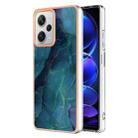 For Xiaomi Redmi Note 12 Pro+ 5G Global Electroplating Marble Dual-side IMD Phone Case(Green 017) - 1