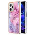 For Xiaomi Redmi Note 12 Pro+ 5G Global Electroplating Marble Dual-side IMD Phone Case(Pink 013) - 1