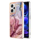 For Xiaomi Redmi Note 12 Pro+ 5G Global Electroplating Marble Dual-side IMD Phone Case(Rose Red 014) - 1