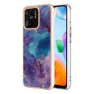 For Xiaomi Redmi 10C Electroplating Marble Dual-side IMD Phone Case(Purple 016) - 1