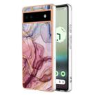For Google Pixel 6A Electroplating Marble Dual-side IMD Phone Case(Rose Red 014) - 1