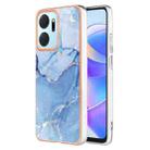 For Honor X7a Electroplating Marble Dual-side IMD Phone Case(Blue 018) - 1