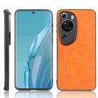 For Huawei P60 Art Sewing Cow Pattern Skin PC + PU + TPU Phone Case(Orange) - 1