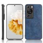 For Huawei P60 / P60 Pro Sewing Cow Pattern Skin PC + PU + TPU Phone Case(Blue) - 1