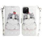 For Huawei nova Y61 / Enjoy 50z 3D Colored Horizontal Flip Leather Phone Case(Cute Cat) - 1