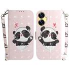 For Realme C55 3D Colored Horizontal Flip Leather Phone Case(Heart Panda) - 1