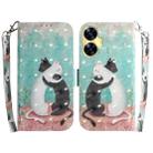 For Realme C55 3D Colored Horizontal Flip Leather Phone Case(Black White Cat) - 1