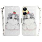 For Realme C55 3D Colored Horizontal Flip Leather Phone Case(Cute Cat) - 1