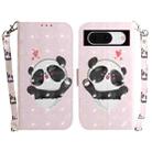 For Google Pixel 8 3D Colored Horizontal Flip Leather Phone Case(Heart Panda) - 1