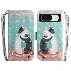 For Google Pixel 8 3D Colored Horizontal Flip Leather Phone Case(Black White Cat) - 1