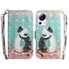 For Xiaomi 13 Lite / Civi 2 3D Colored Horizontal Flip Leather Phone Case(Black White Cat) - 1