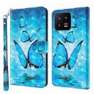 For Xiaomi 13 3D Painting Pattern Flip Leather Phone Case(Three Butterflies) - 1