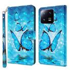 For Xiaomi 13 Pro 3D Painting Pattern Flip Leather Phone Case(Three Butterflies) - 1