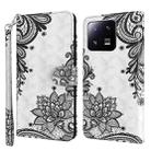 For Xiaomi 13 Pro 3D Painting Pattern Flip Leather Phone Case(Diagonal Black Flower) - 1