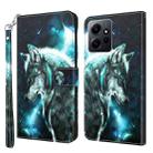 For Xiaomi Redmi Note 12 4G Global 3D Painting Pattern Flip Leather Phone Case(Wolf) - 1