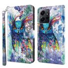 For Xiaomi Redmi Note 12 4G Global 3D Painting Pattern Flip Leather Phone Case(Watercolor Owl) - 1