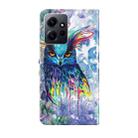 For Xiaomi Redmi Note 12 4G Global 3D Painting Pattern Flip Leather Phone Case(Watercolor Owl) - 3